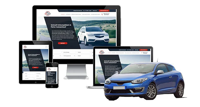 Ankaufseite mobil – Autoankauf Solingen mit rotem PKW